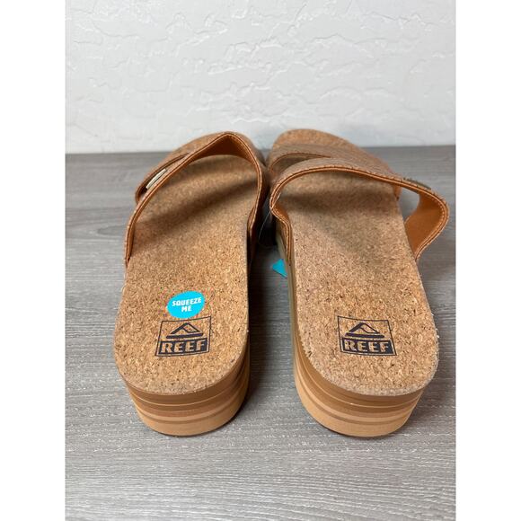Reef Cushion Vista Hi Women's Comfort Platform Slide Sandals Tan Wicker‎ - 11 - Picture 4 of 6